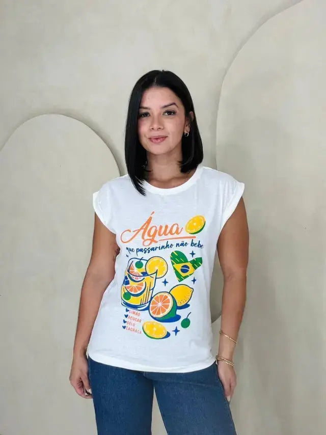 Agua Citrus Rolled Sleeve Tee