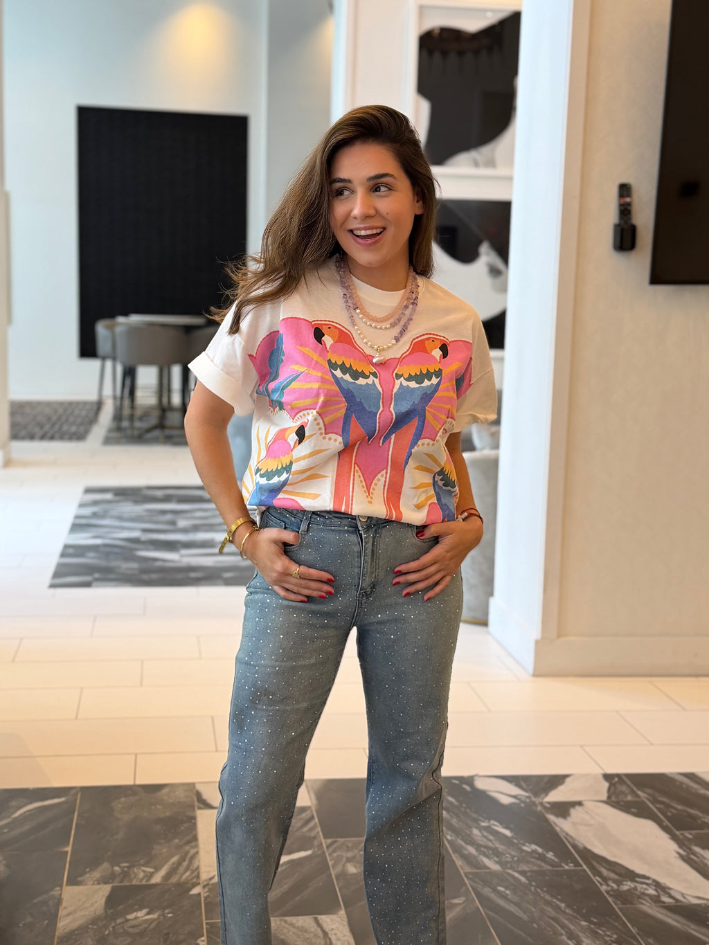 Paradise Macaw Oversized Tee
