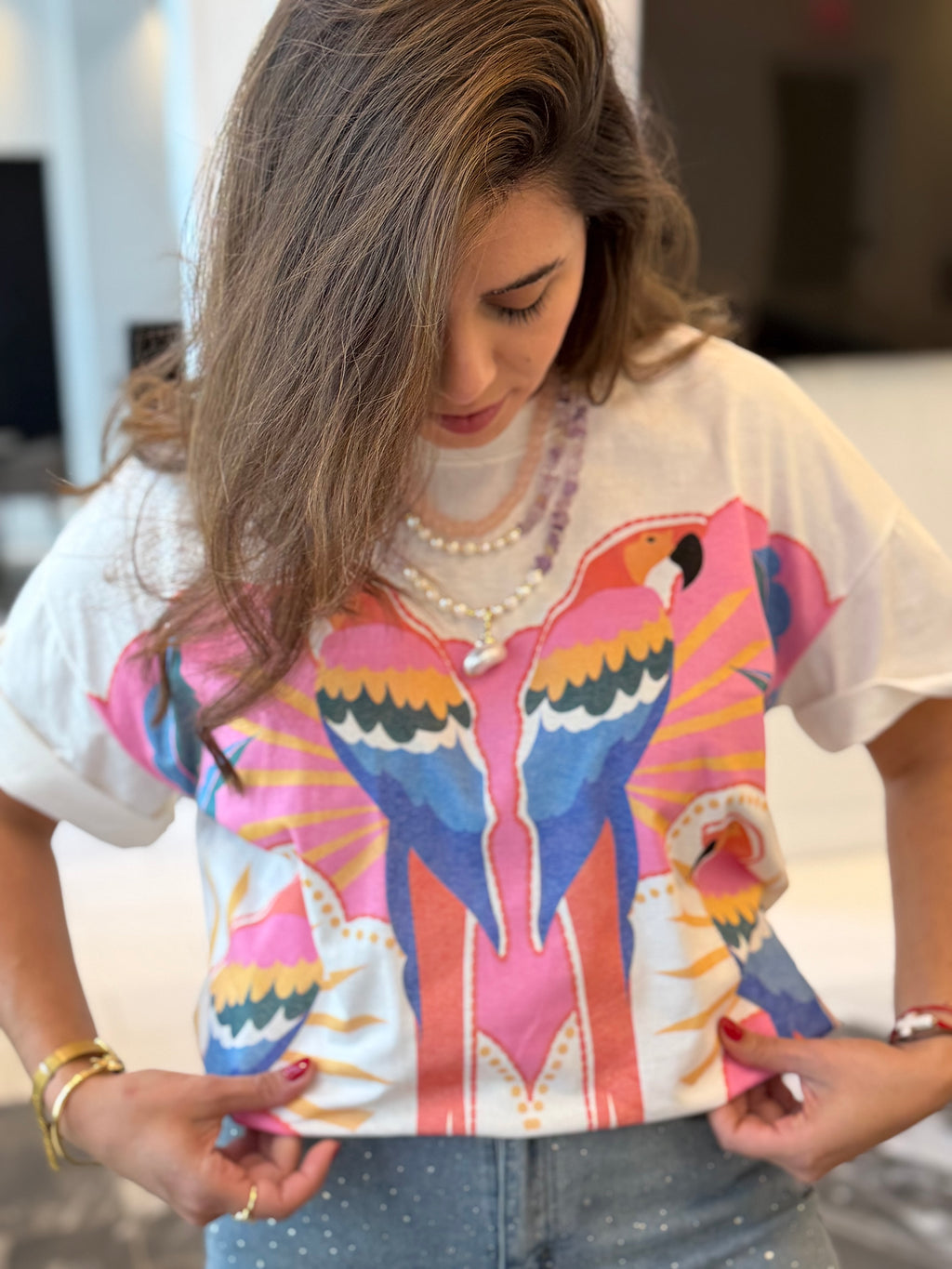 Paradise Macaw Oversized Tee