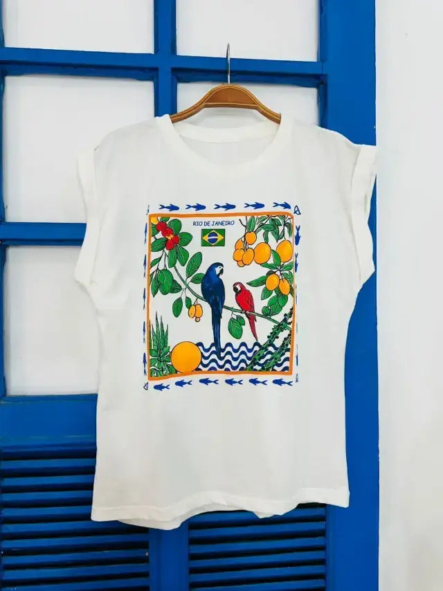 Rio Tropical Birds Rolled Sleeve Tee